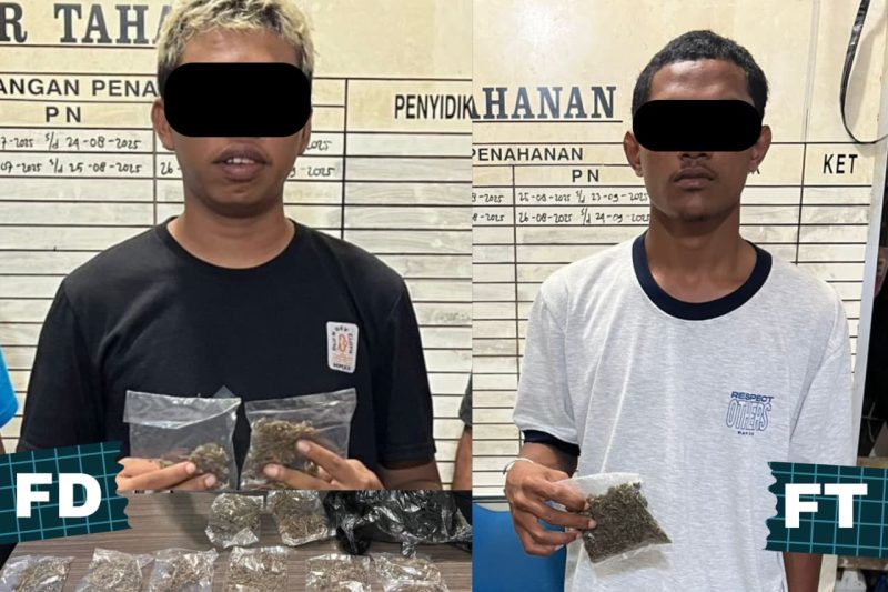 Dua pelaku penyelundupan ganja di Pelabuhan Jayapura. (Foto: Humas Polresta Jayapura Kota)