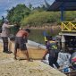 Bhabinkamtibmas Kampung Enggros, Aipda Imron Kurniawan membantu masyarakat membangun jembatan  Kampung Tobati, 10 Januari 2026. (Foto: Polresta Jayapura Kota)